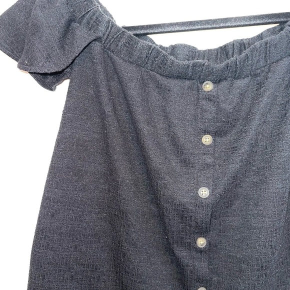 Who What Wear Black Off the Shoulder Button Tie Waist Cropped Top Xsmall Women’s - Picture 3 of 11